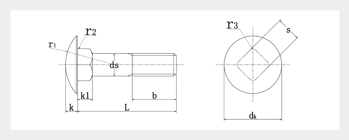 Square Neck Carriage Bolt-2D